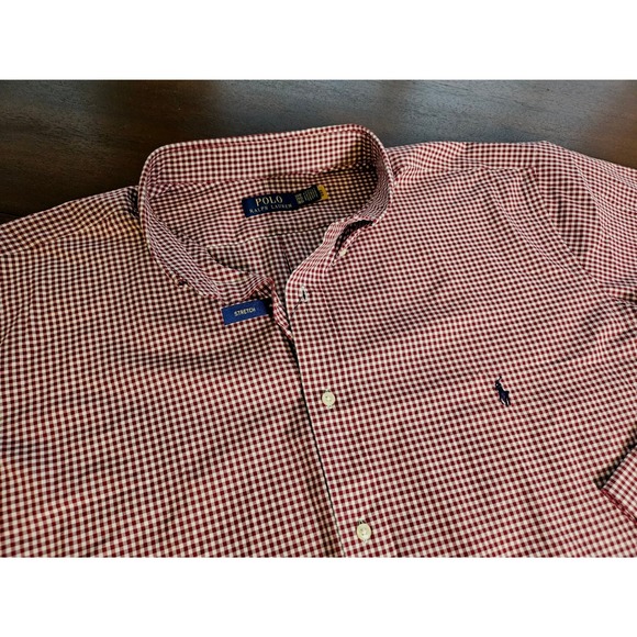 Polo Ralph Lauren Other - Polo Ralph Lauren Button Down Men 3XB Burgundy Gingham Stretch Long Sleeve Shirt